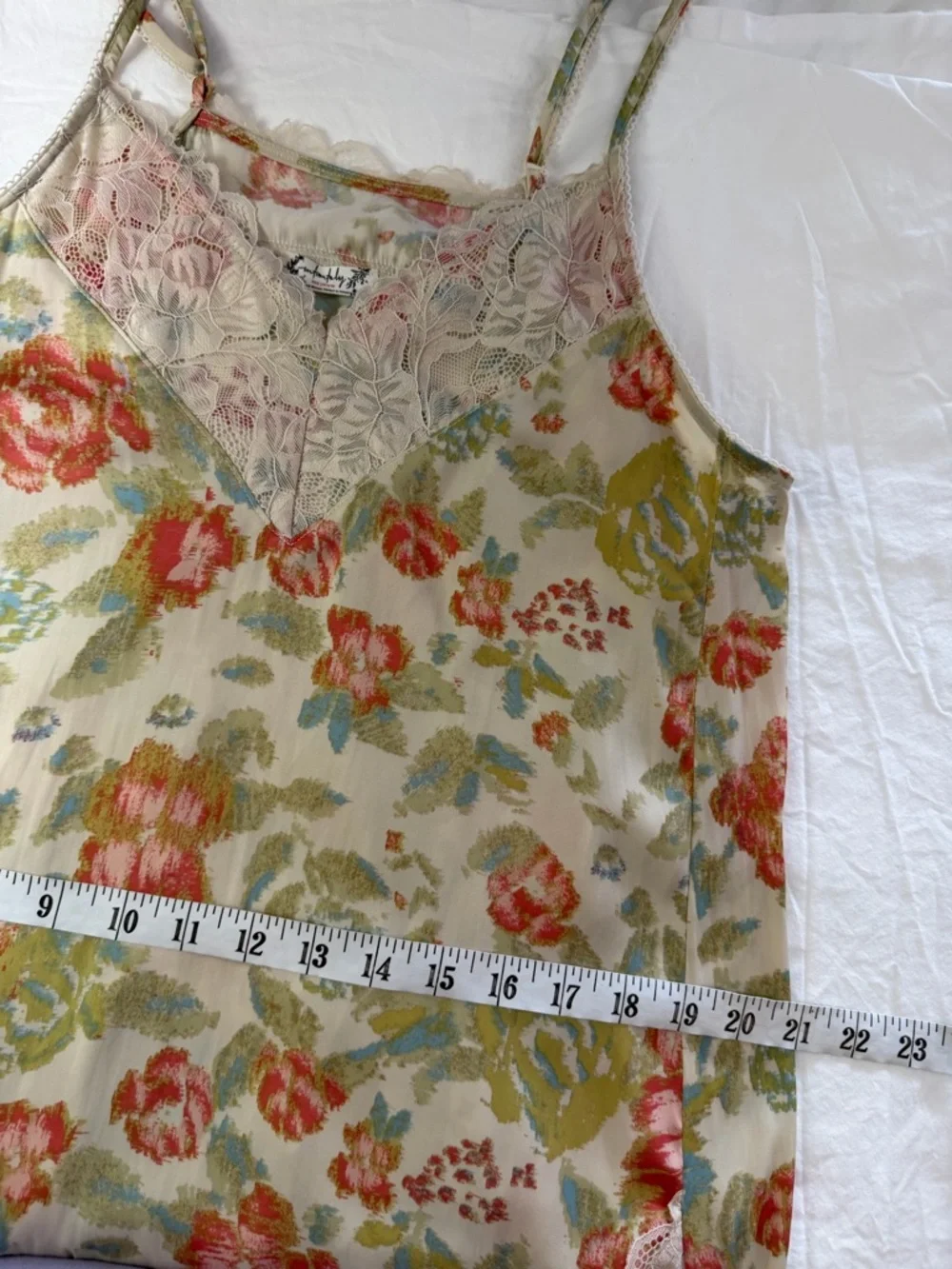 FREE PEOPLE‎ First Date Slip Dress Floral Lace Satin Cream S